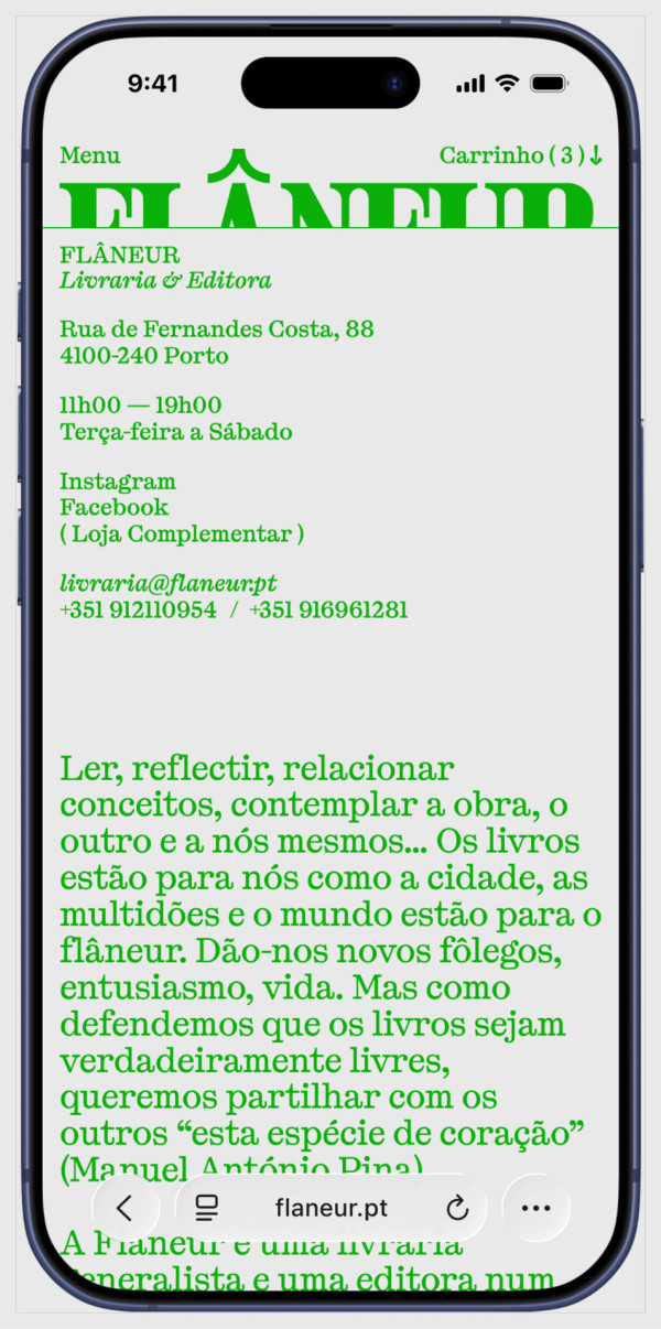 About page on Flâneur