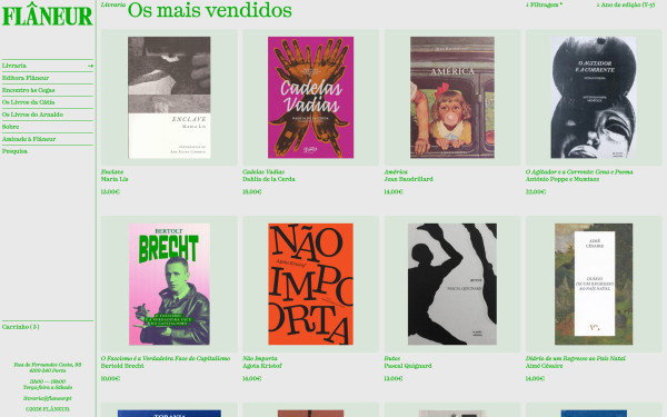 Most Sold page on Flâneur