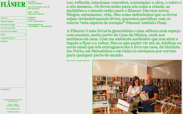 About page on Flâneur