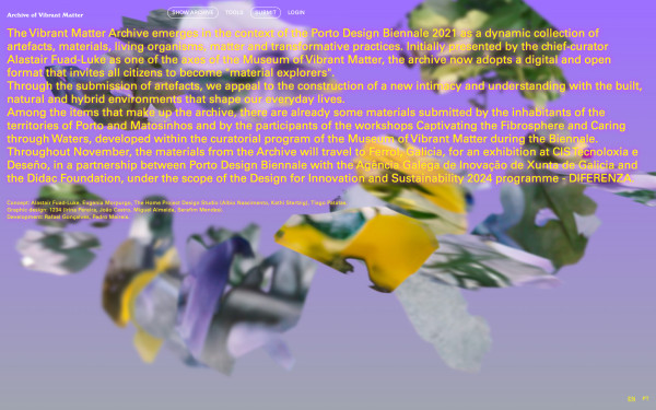 The Archive of Vibrant Matter website screenshot