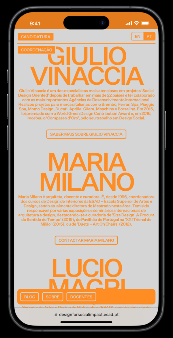 Web page for Design For Social Impact Post-Graduate Course (@esad—idea)