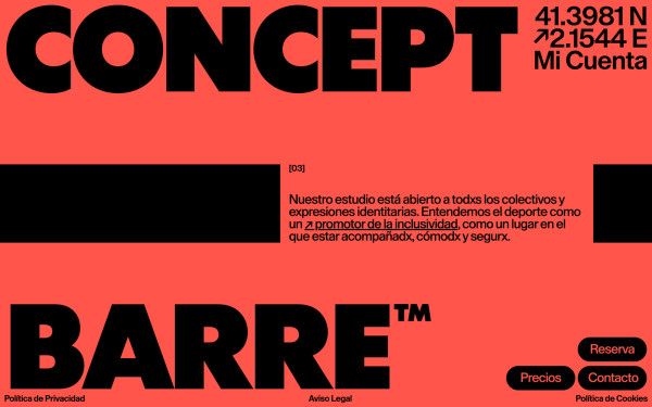 Concept—Barre™ website screenshot