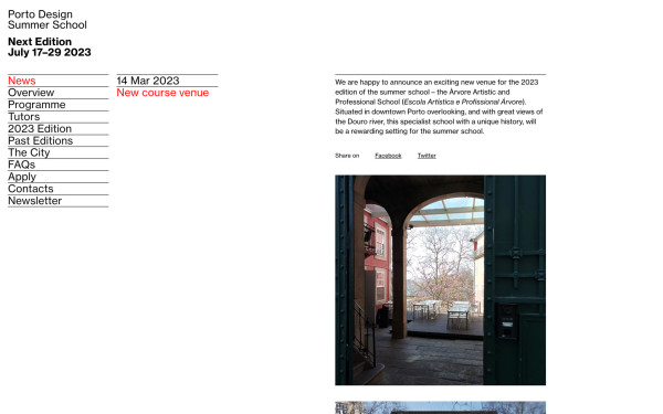 Porto Design Summer School website screenshot