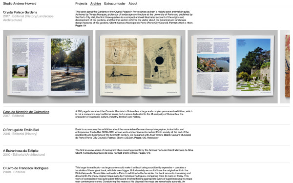 Studio Andrew Howard website screenshot